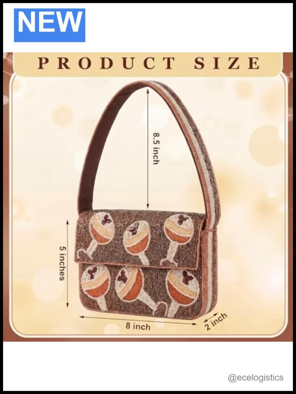 Handmade Beaded Shoulder Bag Martini Design Compact Purse Gift for Women